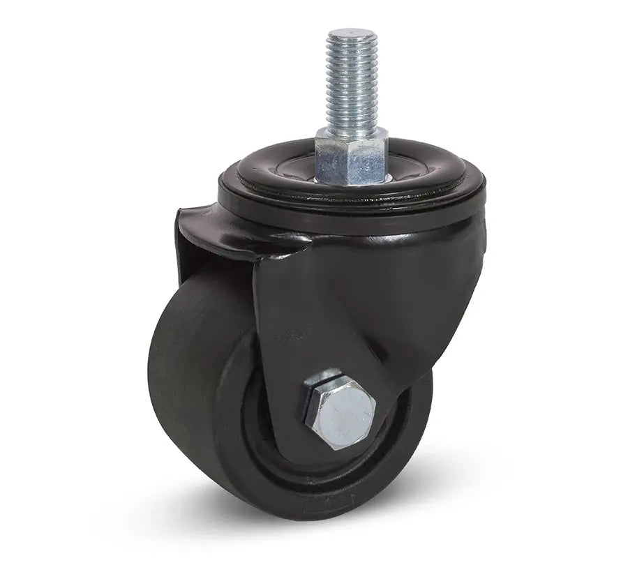 Zwart nylon zwaarlast zwenkwiel met schroefdraad - 65mm - 500kg