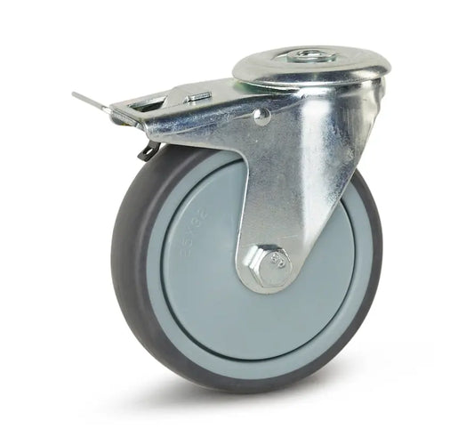 Apparaten zwenkwiel geremd met centraal gat - 125mm - 130kg