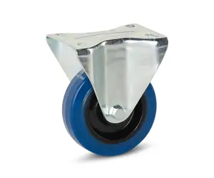 Blauw elastisch rubber bokwiel - 100mm - 130kg