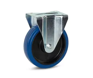 Blauw elastisch rubber bokwiel 200mm - 350kg