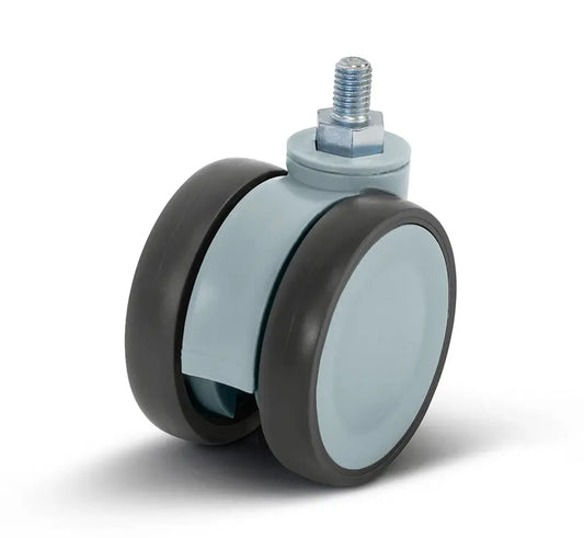 Grijs dubbel meubel zwenkwiel met schroefdraad - 75mm - 80kg