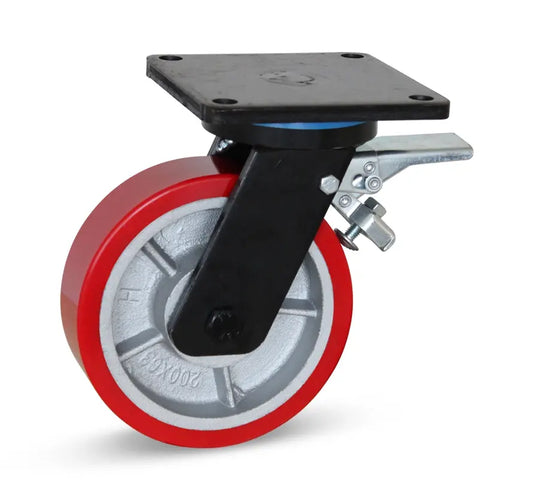PU extra zwaarlast zwenkwiel geremd met topplaat - 150mm - 1000kg
