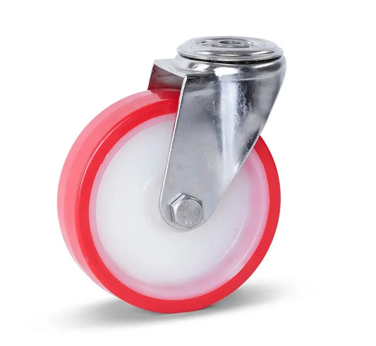 PU RVS zwenkwiel  met centraal gat - 125mm - 220kg