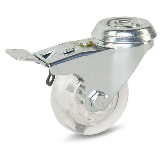 Transparant Meubel zwenkwiel geremd met centraal gat - 50mm - 50kg