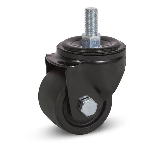 Zwart nylon zwaarlast zwenkwiel met schroefdraad - 65mm - 500kg